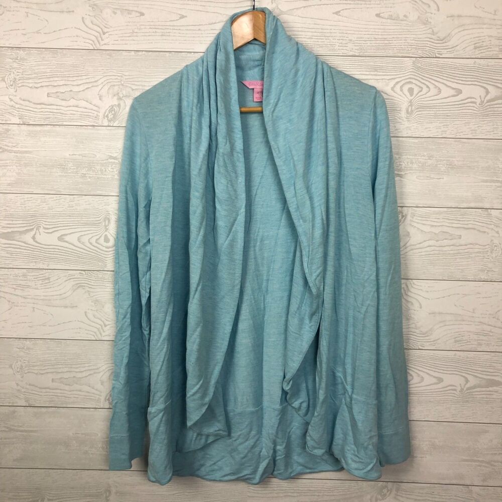 Lilly Pulitzer Women's Medium Long Sleeve Open Front Cardigan Sweater Light Blue